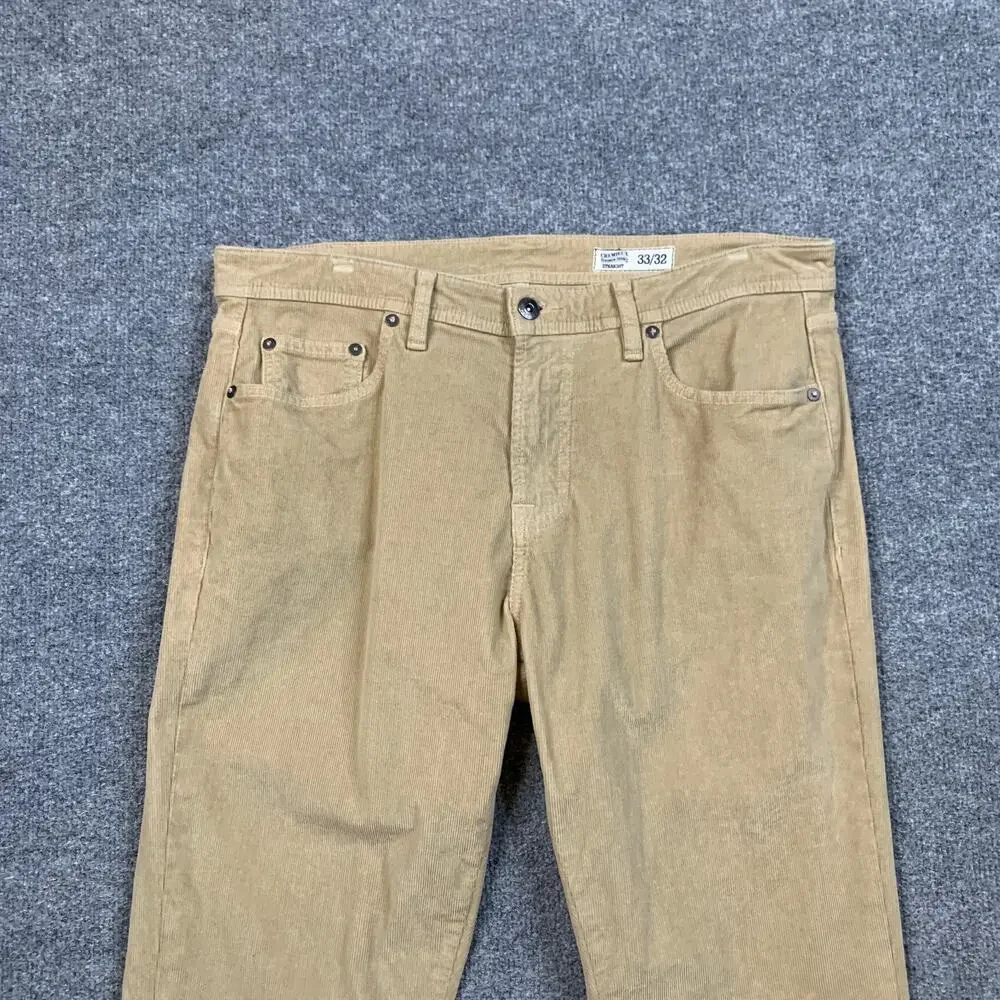 Vintage Cremieux Pants Mens 33 Tan Cotton Blend Stretch Straight Corduroy Chino